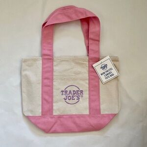 Trader Joe’s Mini Pastel Canvas Tote Bag Baby Pink Limited Edition New With Tag